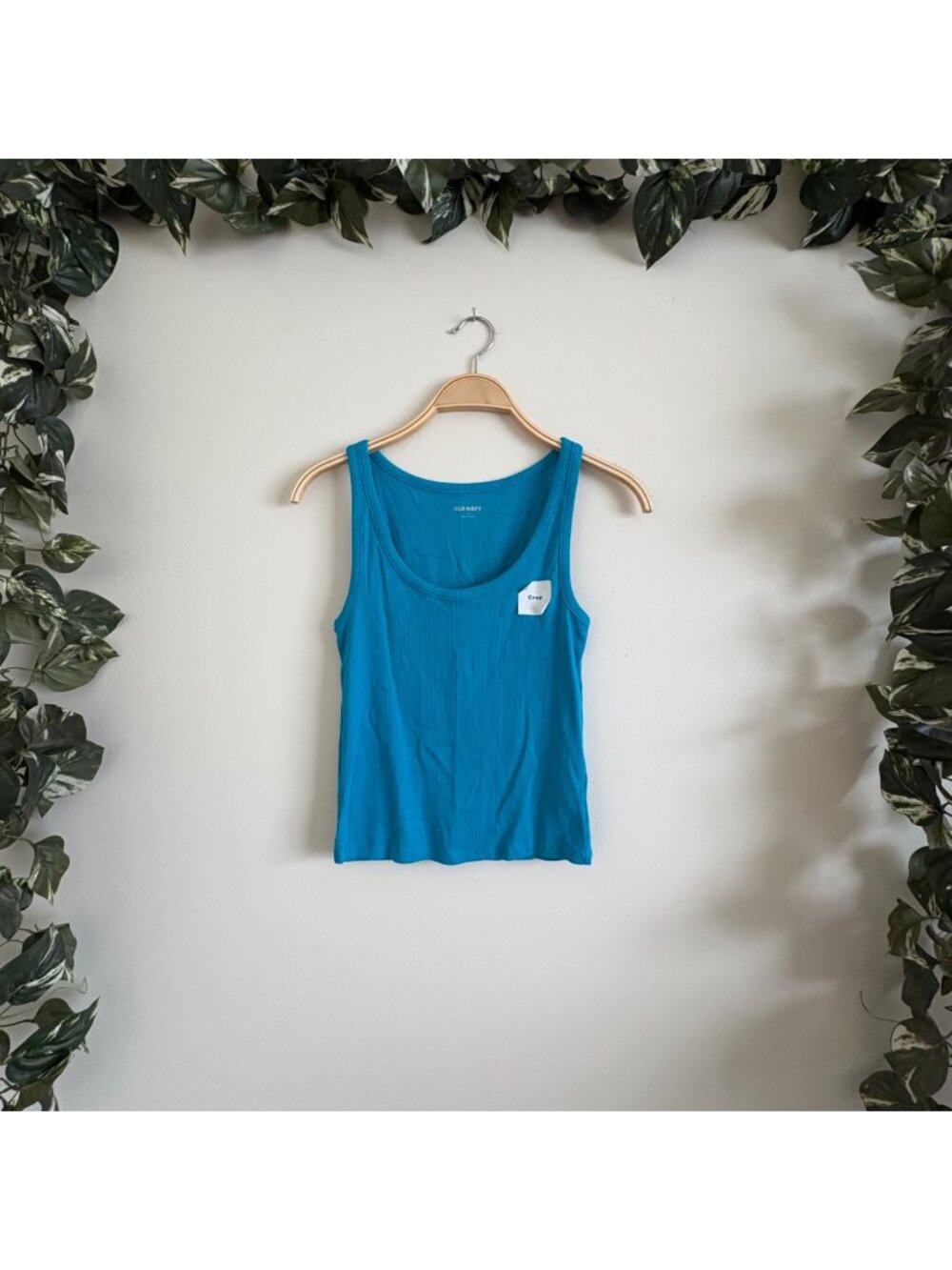 Old Navy Sleeveless Ribbed Knit Scoop Neck Cropped Tank Top Blue Size M